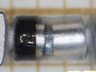 Hard glass diode showing tilted