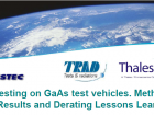 SEE testing on GaAs test vehicles. Methodology, Results and Derating.